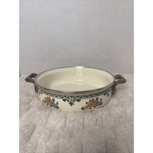Vintage West Germany ASTA Enamelware Fissler Buffet Server Casserole Dish Floral